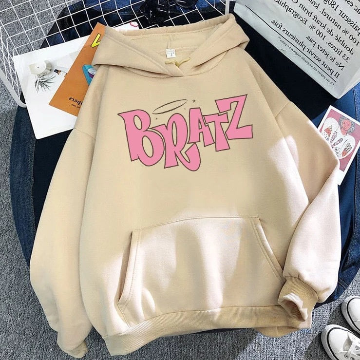 Letter Print Doll Loose Oversized Hoodie Long Sleeve Sweatshirt Sweater Pullover Jumper E-Girl Kawaii Korean Japanese Harajuku Streetwear
