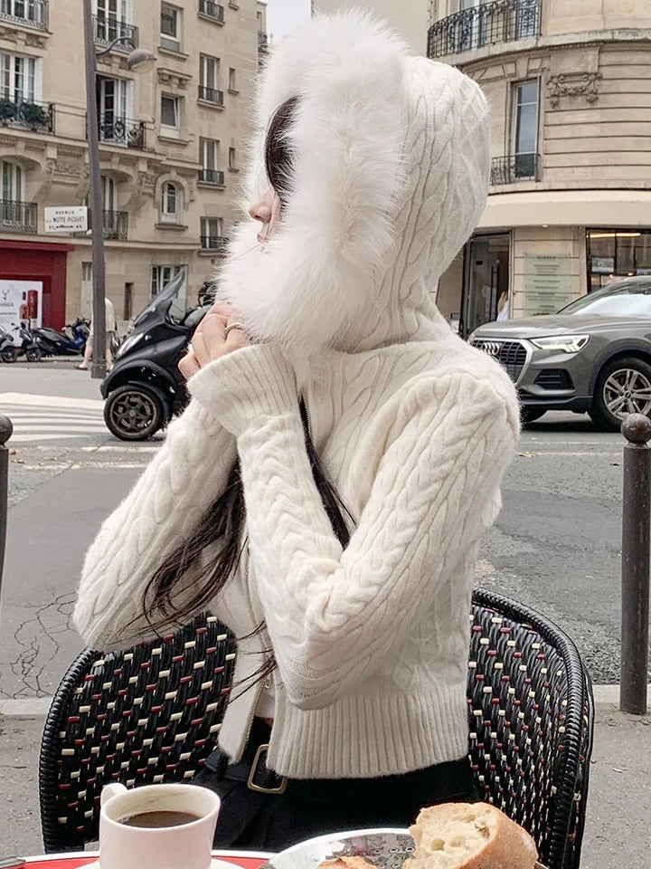 Furry Hoode Cropped Jacket