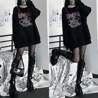 Knuckle Ring Bad Girl Print Sweater