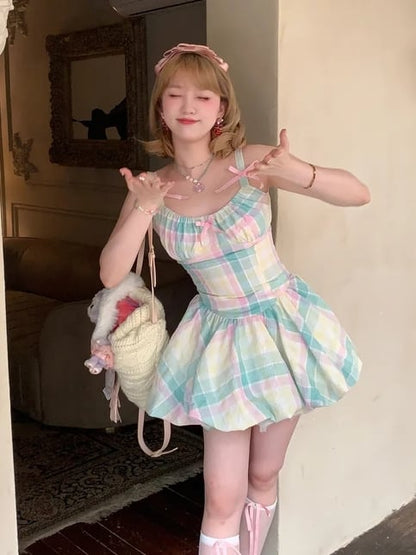 Rainbow Fairy Bow Colorful Mini Dress