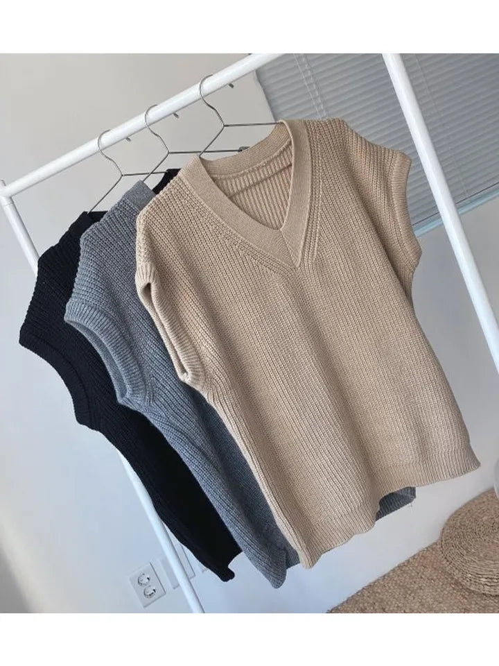 Grey Thick Knit Sweater Vest
