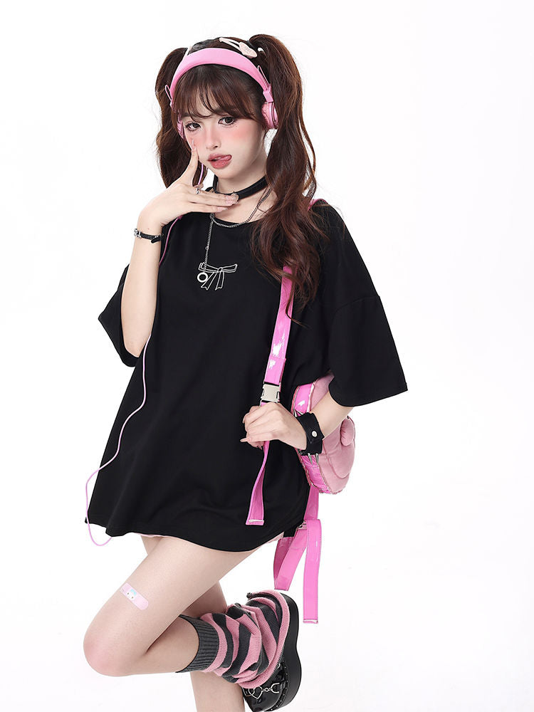 Bow Bandage Oversized Short Sleeve T-shirt