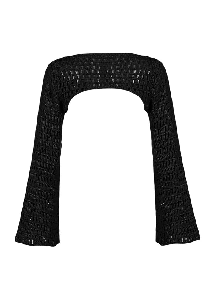 Crochet Knit Hollow Out Long Sleeve Shrug
