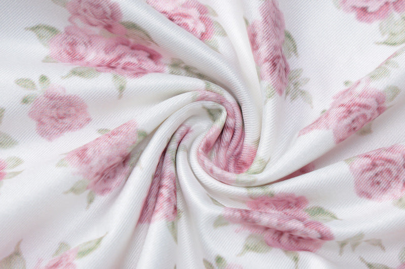 Pink Floral Ribbon Tie Up Off Shoulder Mini Dress