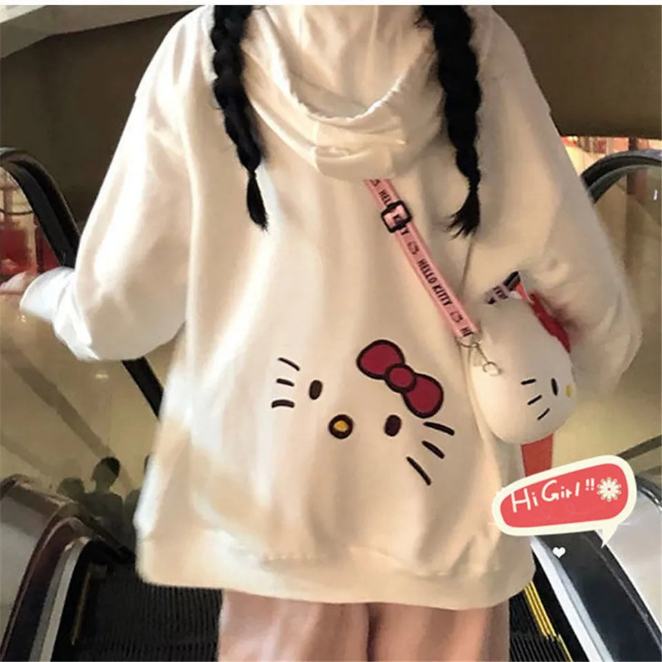White Kitty Cat Anime Japanese Hoodie