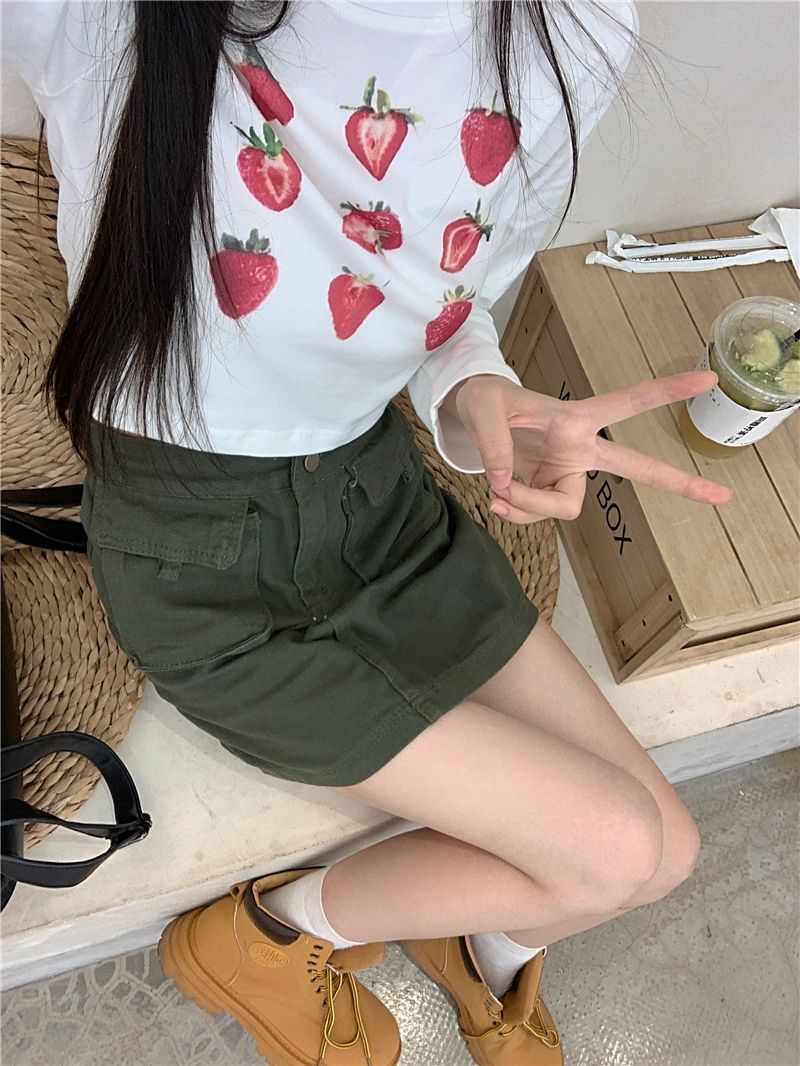 Strawberry Print Long Sleeve T-shirt