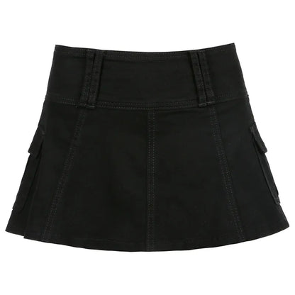 White Denim A-Line Low Waist Skirt