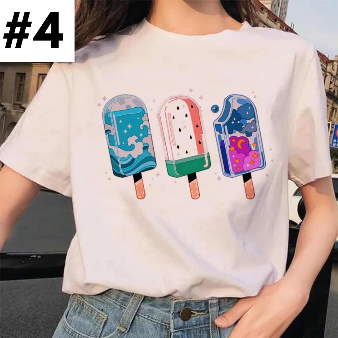 Cute Moon Water Soda Drink Can Print Oversized Short Sleeve Shirt Aesthetic Casual E-Girl Kawaii Korean Japanese Harajuku