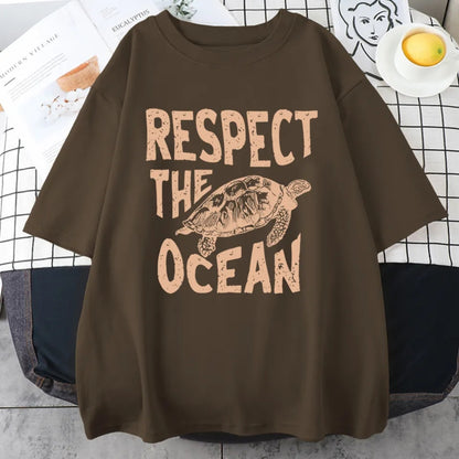Respect Turtle Print Short Sleeve T-shirt