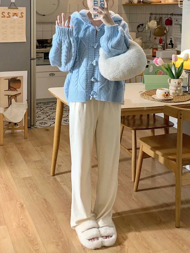 Blue Knit Loose Cardigan