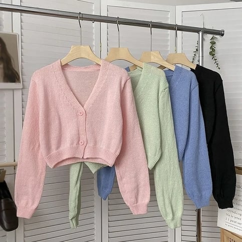 Pastel Knit V Neck Cardigan
