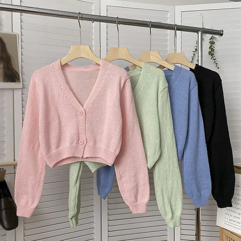 Pastel Knit V Neck Cardigan