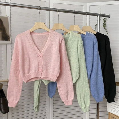 Pastel Knit V Neck Cardigan