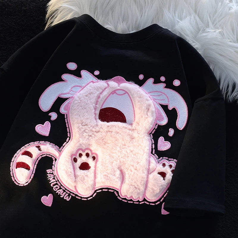 Fluffy Crying Cat Short Sleeve T-shirt