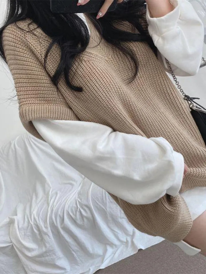 Grey Thick Knit Sweater Vest