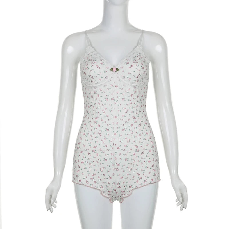 Floral Print V Neck Jumpsuit