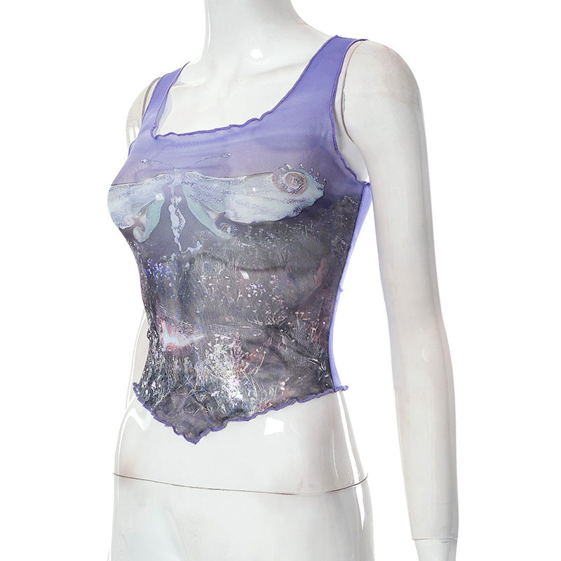 Butterfly Mesh Tank Top