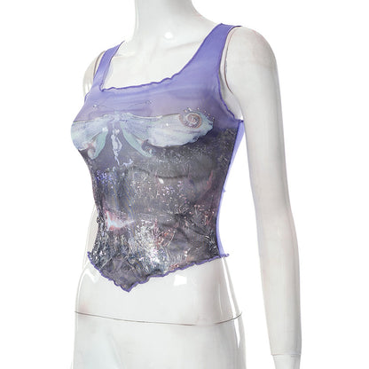 Butterfly Mesh Tank Top