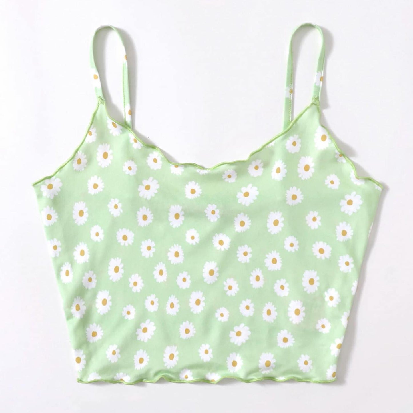 Cute Comic Flower Graphic Print Tank Crop Top Camisole Sleeveless Shirt Summer Casual Aesthetic Goth E-Girl Kawaii Korean Japanese Harajuku Streetwear