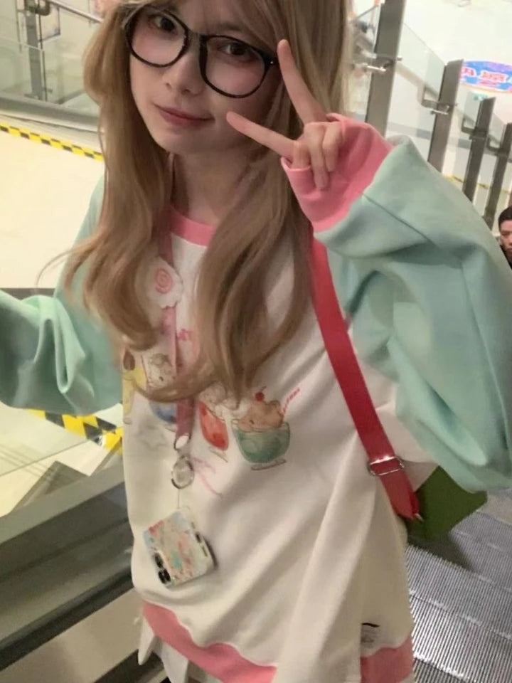 Animal Dessert Patchwork Sweatshirt