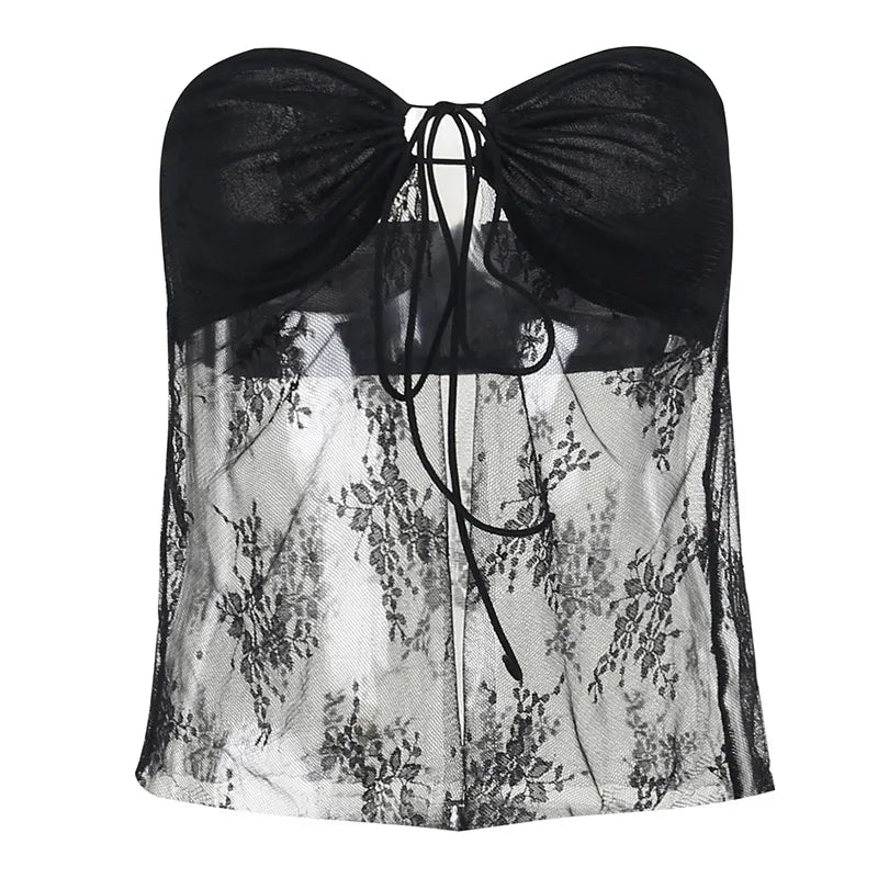 Black Lace Bustier Tube Top