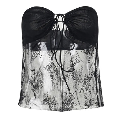 Black Lace Bustier Tube Top