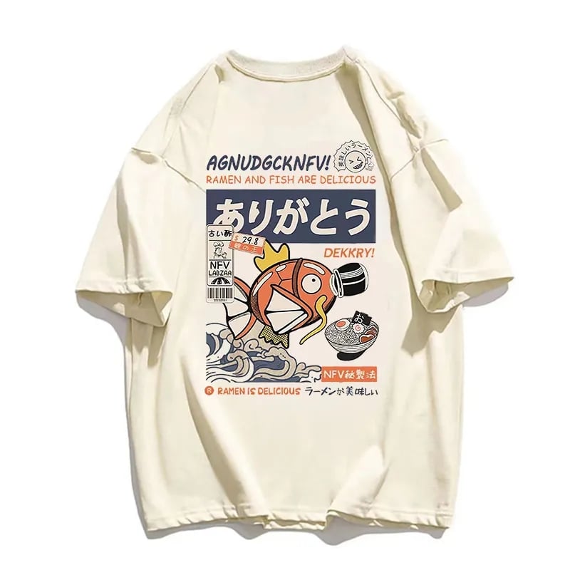 Japanese Fish Print Short Sleeve T-shirt