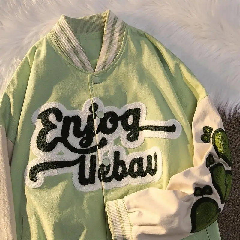 Heart Letter Embroidery Varsity Jacket