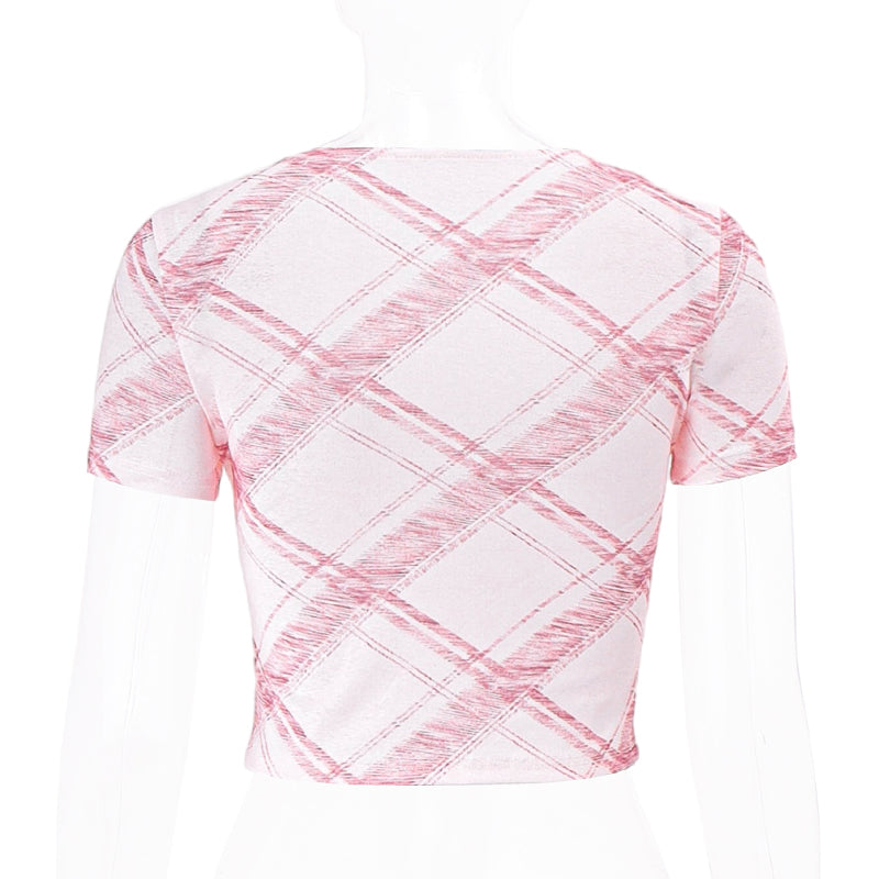 Pink Plaid Crop Top