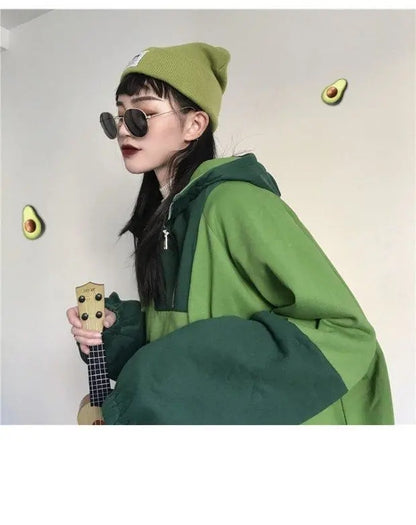 Cute Green Frog Animal Cartoon Aesthetic Long Sleeve Hoodie Sweater Sweatshirt Pullover Jumper E-Girl Kawaii Korean Japanese Harajuku Streetwear