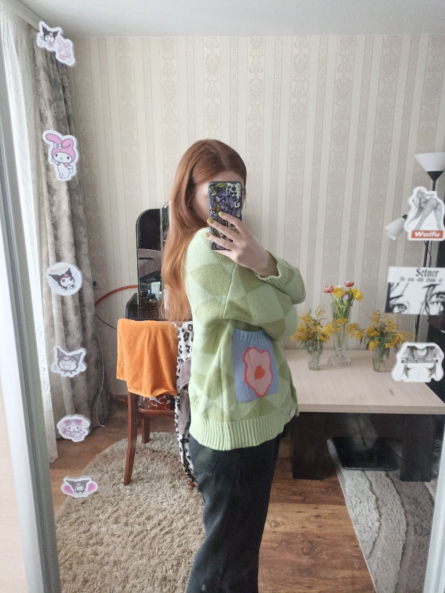 Colorful Checkered Oversized Cardigan Sweater