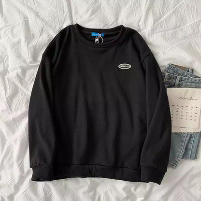 Cute Vintage Velvet Thick Embroidery Oversized Loose Hoodie Sweatshirt Pullover Sweater Casual E-Girl Kawaii Korean Japanese Harajuku Streetwear