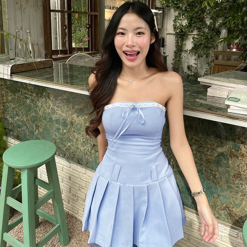 Blue Bow Preppy Dress