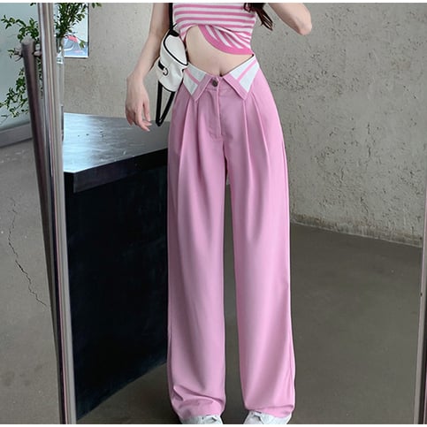 Pink Chic Loose High Waist Wide Leg Pants
