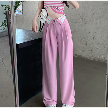 Pink Chic Loose High Waist Wide Leg Pants