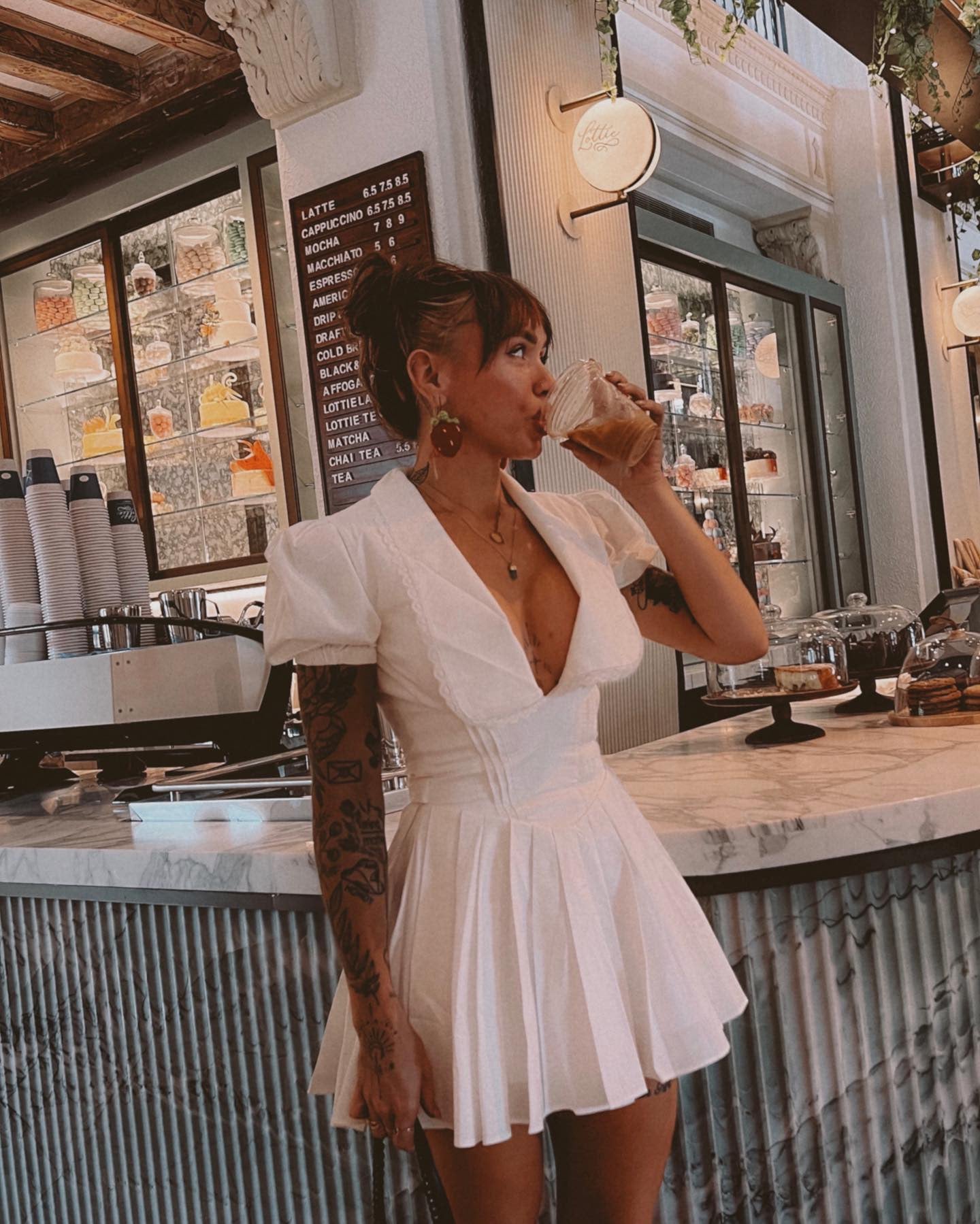 White Puff Sleeve Mini Dress