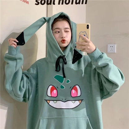 Cute Pikachu Anime Japanese Cartoon Sweater Pullover Hoodie Knit Sweatshirt E-Girl Kawaii Korean Japanese Harajuku Retro Streetwear Aesthetic