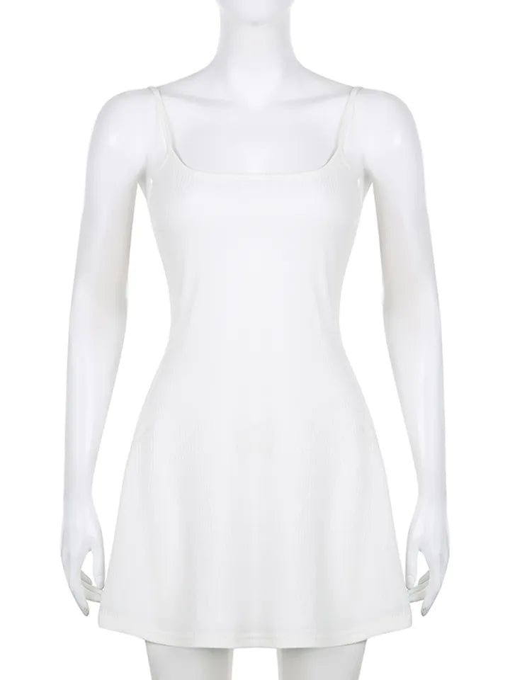 White Spaghetti Strap Mini Dress