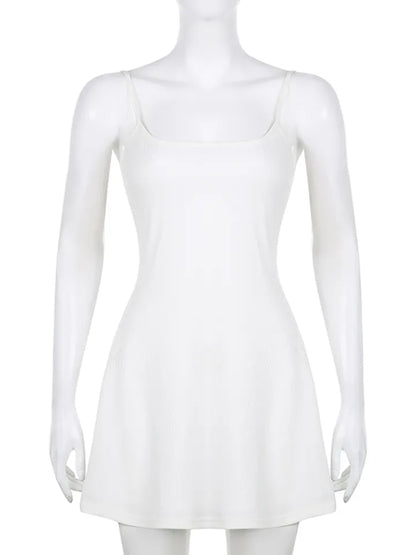 White Spaghetti Strap Mini Dress