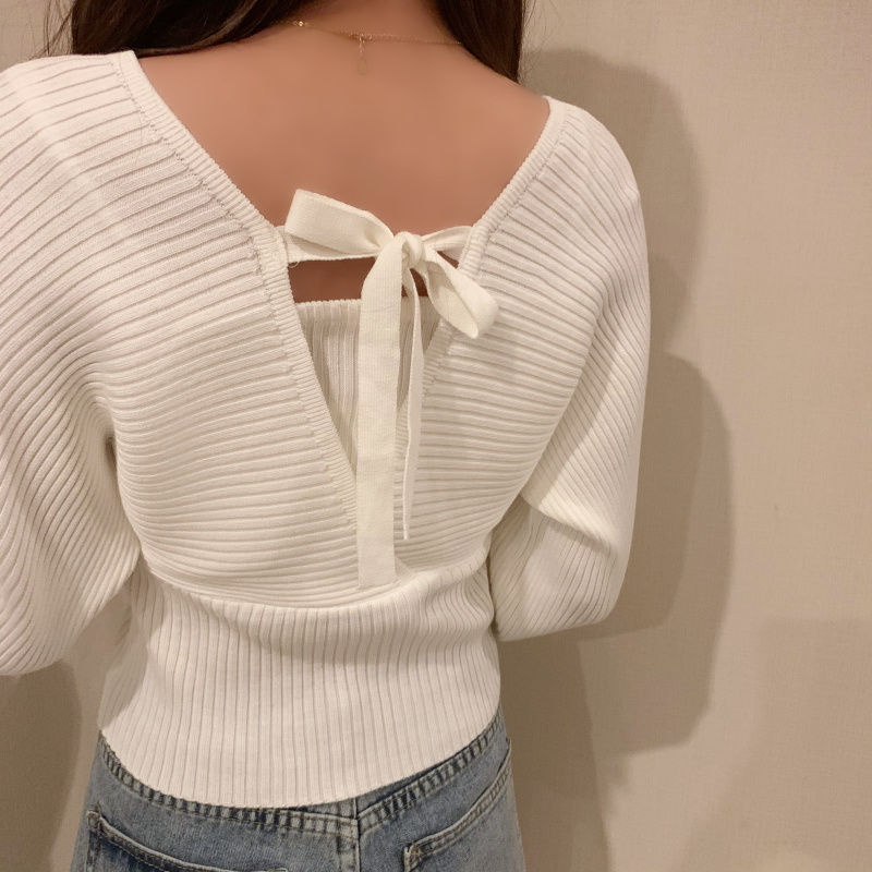 White Knit Crop Sweater