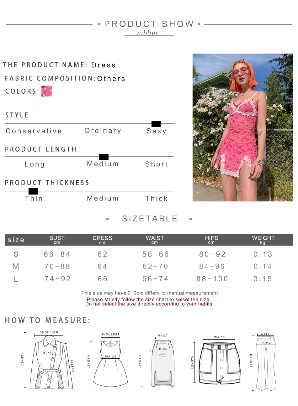 Cute Pink Cherry Lace Up Bodycon Mini Dress Fashion Party Print E-Girl Kawaii Korean Japanese Harajuku Retro Streetwear