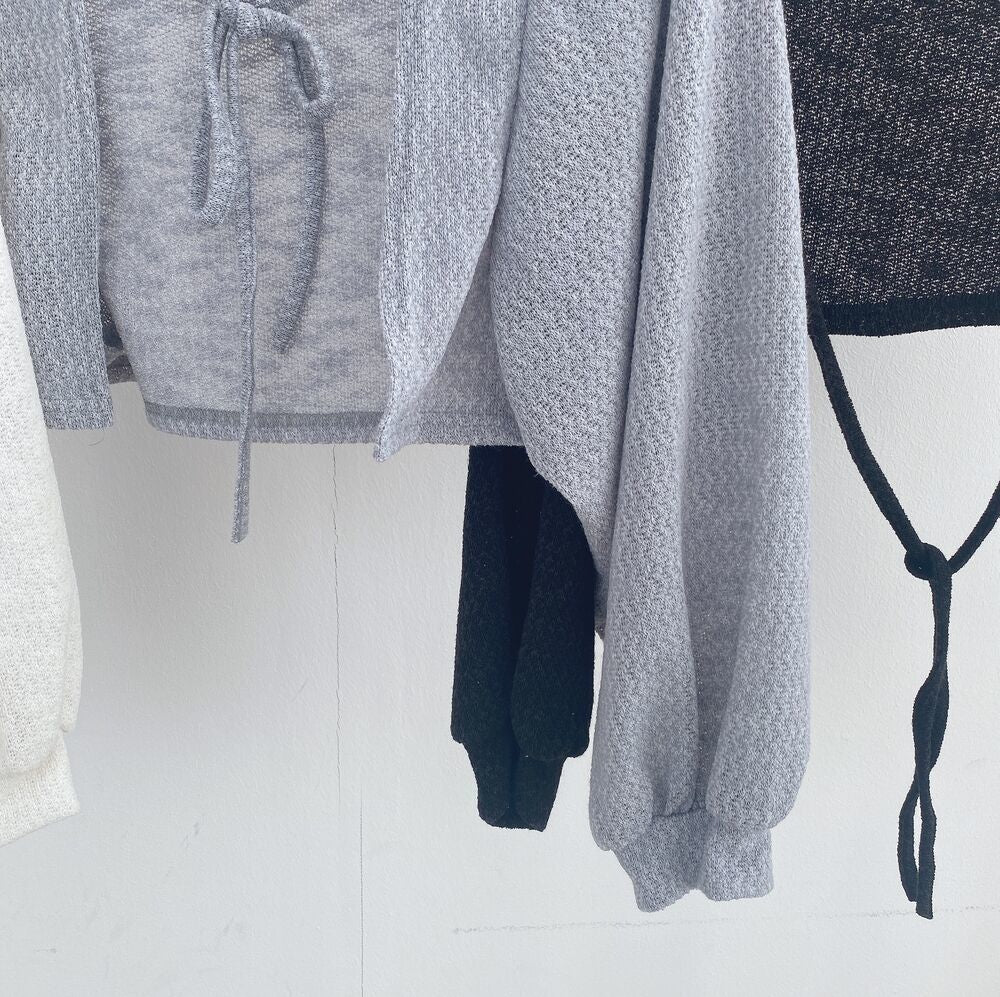 White Thin Lantern Long Sleeve Cardigan