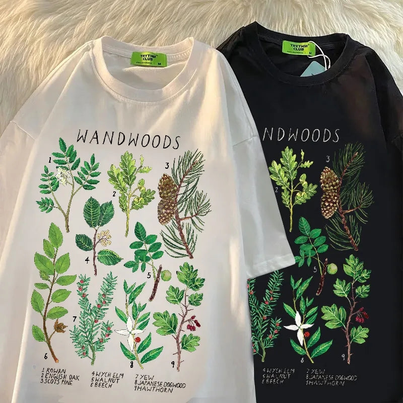 Plant Woods Print Short Sleeve T-shirt