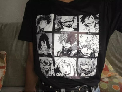 Cute Japanese Anime Print Oversized Short Sleeve Shirt