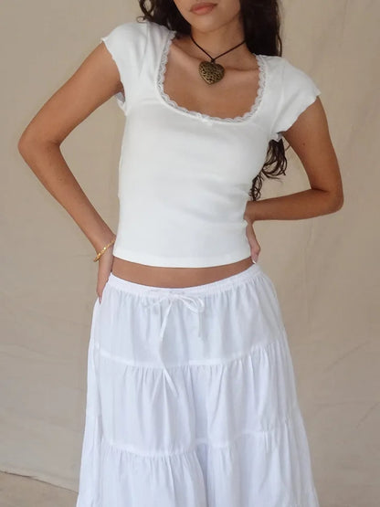 White Lace Short Sleeve Shirt