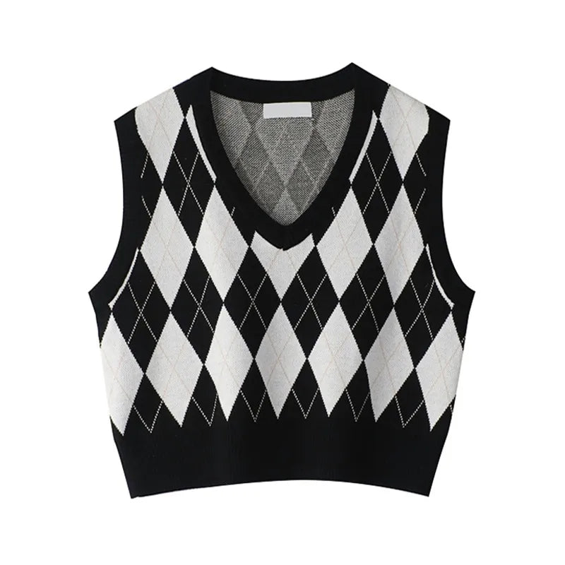 Black & White Lattice Sweater Vest