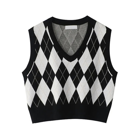 Black & White Lattice Sweater Vest