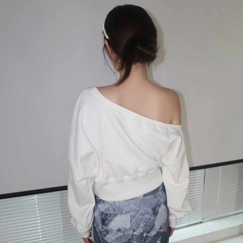 Bow Rhinestone Off Shoulder Sweater
