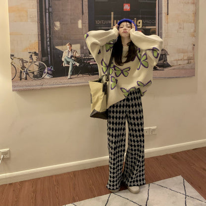 Butterfly Print Loose Sweater