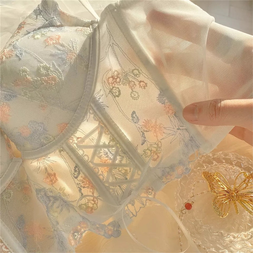 Floral Lace Embroidery Corset Top